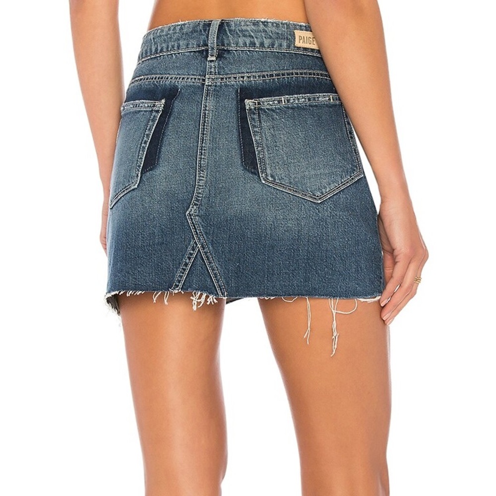 PAIGE Alethea Denim Raw Edge Mini Jean Skirt